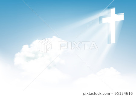 Glowing holy cross against the sky and clouds. Glowing holy cross against the sky and clouds. 95154616