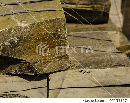 Stone masonry material on construction site Stone masonry material on construction site 95155137