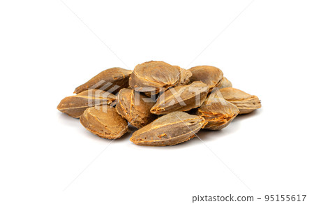 Apricot Kernels Isolated, Apricot Pits Pile, Fruit Seeds 95155617