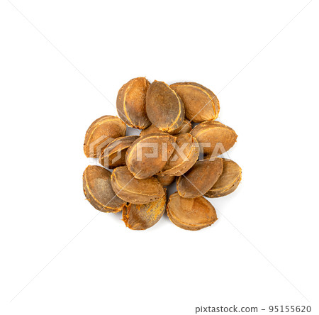 Apricot Kernels Isolated, Apricot Pits Pile, Fruit Seeds 95155620