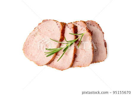 Baked Pork Tenderloin Cut, Sliced Ham, Meat Fillet Isolated 95155670