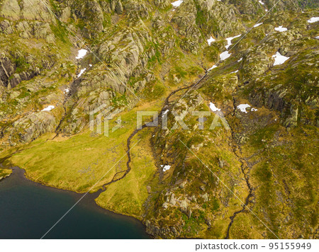 Aerial view. Lake in mountains Norway Aerial view. Lake in mountains Norway 95155949