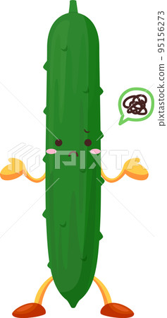 一個帶著驚訝臉的可愛黃瓜角色的插圖 95156273