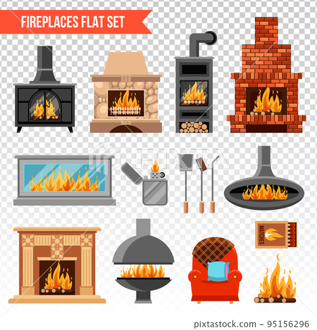 Fireplaces Transparent Set Fireplaces Transparent Set 95156296