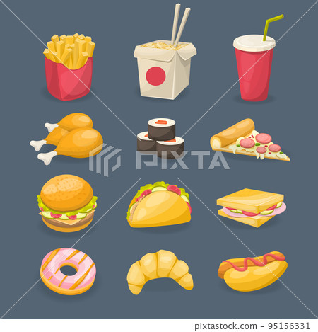 Fast Food Decorative Icons Fast Food Decorative Icons 95156331