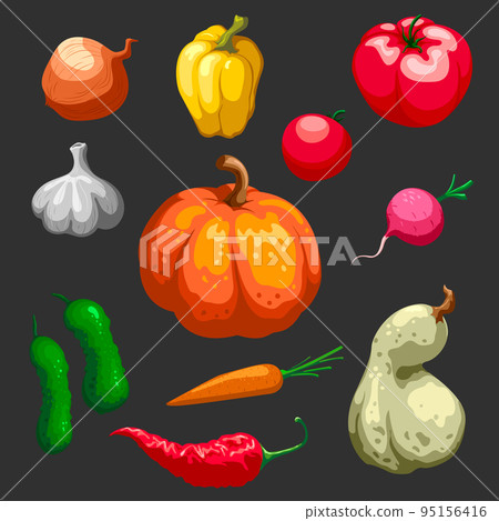 Farmers Vegetables Decorative Icons Set 95156416