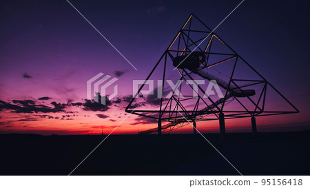 Viewing platform Tetraeder Bottrop in Bottrop, Germany at sunset. Viewing platform Tetraeder Bottrop in Bottrop, Germany at sunset. 95156418