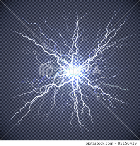 Electric Lightning Realistic Transparent Background Electric Lightning Realistic Transparent Background 95156419
