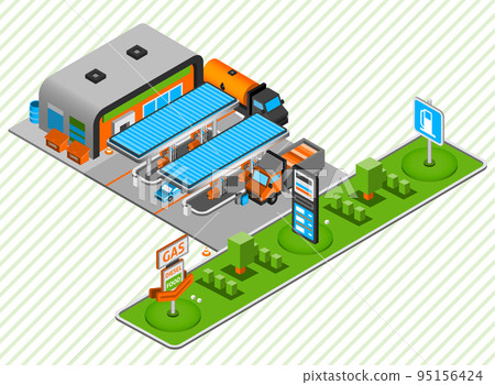Gas diesel fuel station isometric composition Gas diesel fuel station isometric composition 95156424