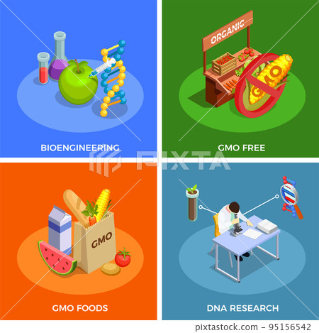 Genetically Modified Organisms Isometric Concept 95156542