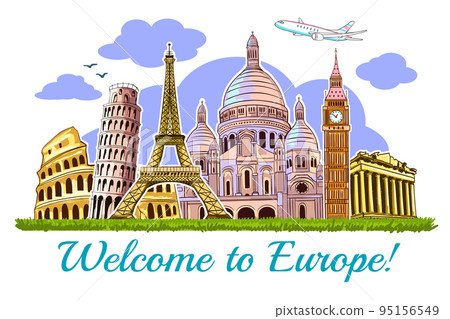 Europe Buildings Travel Poster Europe Buildings Travel Poster 95156549