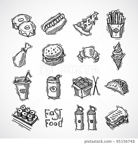 Fast Food Icons Set Fast Food Icons Set 95156748