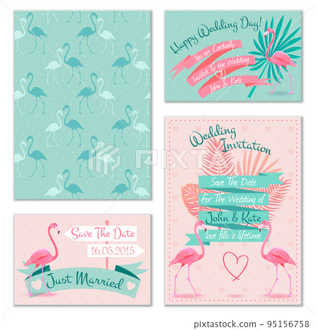 Flamingo wedding invitation cards 95156758