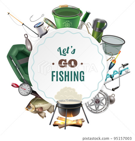 Freshwater Fishing Sport Round Frame Composition 95157003
