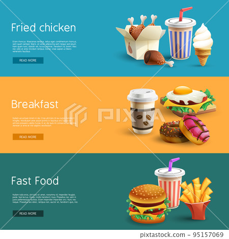 Fastfood Options Pictograms 3 Horizontal  Banners 95157069