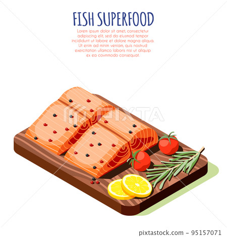 Fish Superfood Isometric Design Concept 95157071