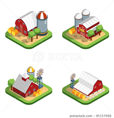 Farm Isometric Isolated Compositions 95157098