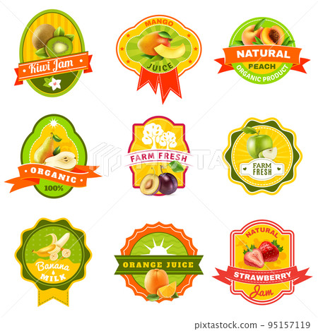 Fuits Emblem Labels set Color 95157119