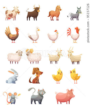 Farm Animals Cartoon Set 95157126