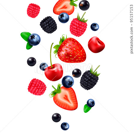 Falling Berries Realistic Composition Falling Berries Realistic Composition 95157153