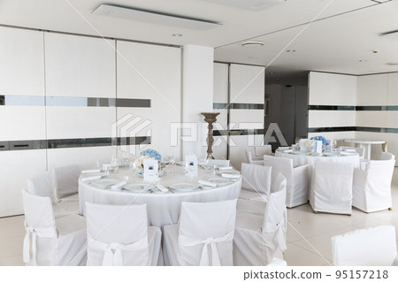 Tables sets for wedding or another catered event dinner 95157218