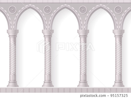 Four Antique White Columns Realistic Composition Four Antique White Columns Realistic Composition 95157325