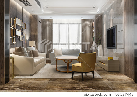 3d rendering luxury and modern living room with fabric sofa 95157443