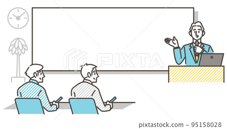 Male lecturer and copy space explaining at business training seminar [vector illustration material] 95158028