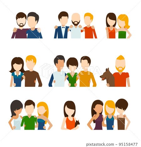 Friends and friendly relations flat icons 95158477