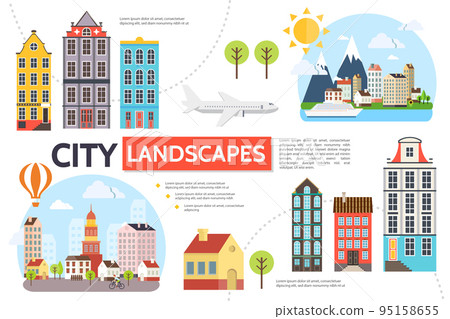 Flat Cityscape Infographic Template 95158655