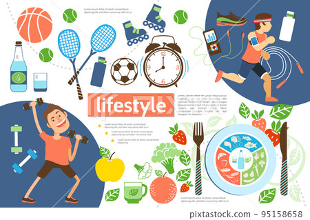 Flat Active Lifestyle Infographic Template 95158658