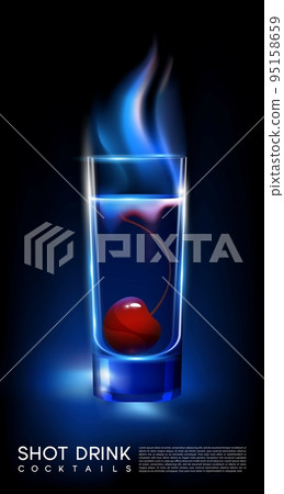 Fiery Hot Shot Cocktail Glass Concept 95158659