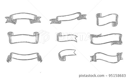 Engraving Elegant Ribbons Set 95158683