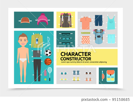 Flat Sport Man Character Infographics Flat Sport Man Character Infographics 95158685
