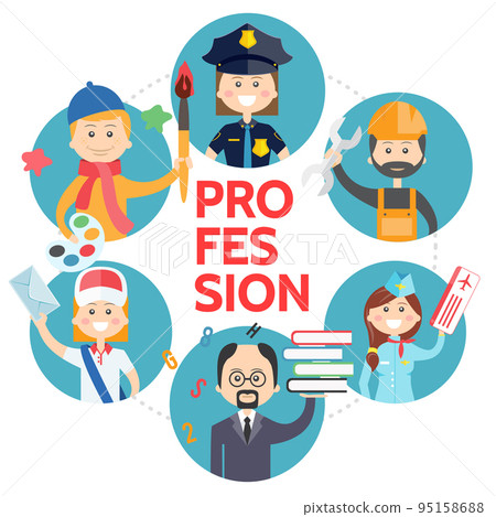Flat Profession Avatars Round Concept 95158688