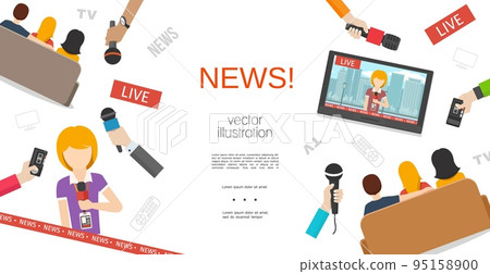 Flat News Colorful Template 95158900