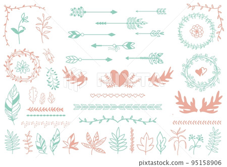 Ethnic tribal boho elements. Arrows and feathers, dividers borders Ethnic tribal boho elements. Arrows and feathers, dividers borders 95158906