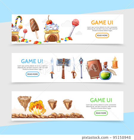 Flat Game Design Horizontal Banners Flat Game Design Horizontal Banners 95158948