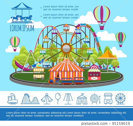 Flat Amusement Park Concept Flat Amusement Park Concept 95159019