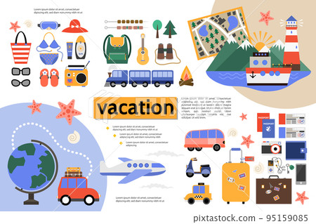 Flat Summer Vacation Infographic Concept 95159085