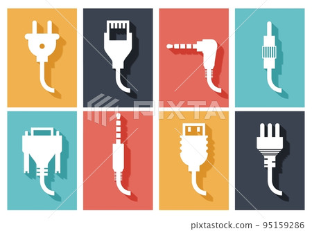Electric plug flat icons Electric plug flat icons 95159286