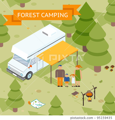 Family isometric forest camping Family isometric forest camping 95159435