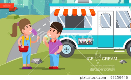 Flat Ice Cream Summer Colorful Template Flat Ice Cream Summer Colorful Template 95159446