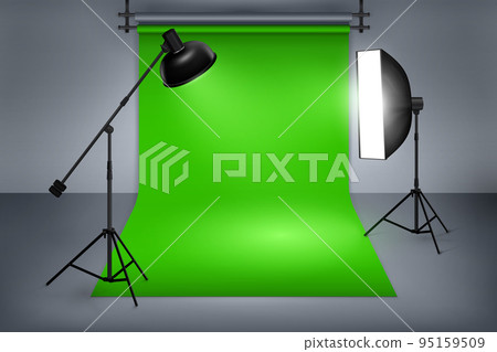 Film studio with green screen 95159509