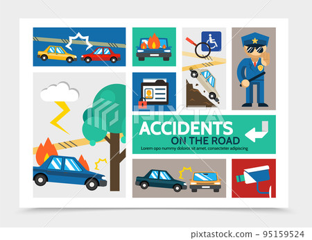 Flat Auto Accident Infographic Concept 95159524