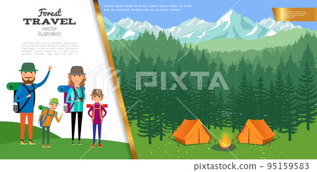Flat Forest Travel Concept 95159583