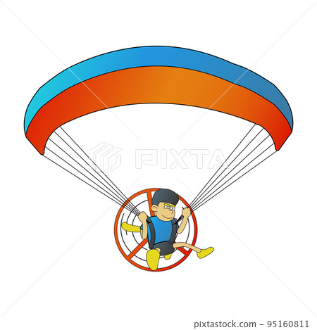 cute of man on paramotor on cartoon version 95160811