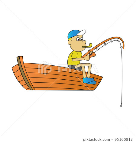 cute of man fishing on cartoon version 95160812