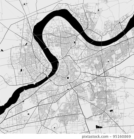 Map of Surat city. Urban black and white poster. Road map with metropolitan city area view. Map of Surat city. Urban black and white poster. Road map with metropolitan city area view. 95160869