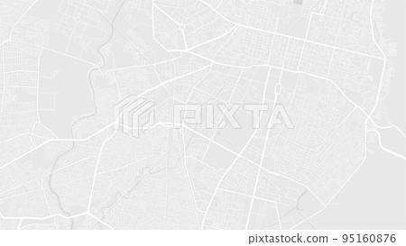 White and light grey Jaipur city area vector background map, roads and water illustration. Widescreen proportion, digital flat design. 95160876